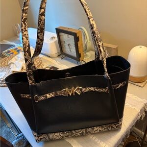 Michael Kors Black and Tan Structured Tote
